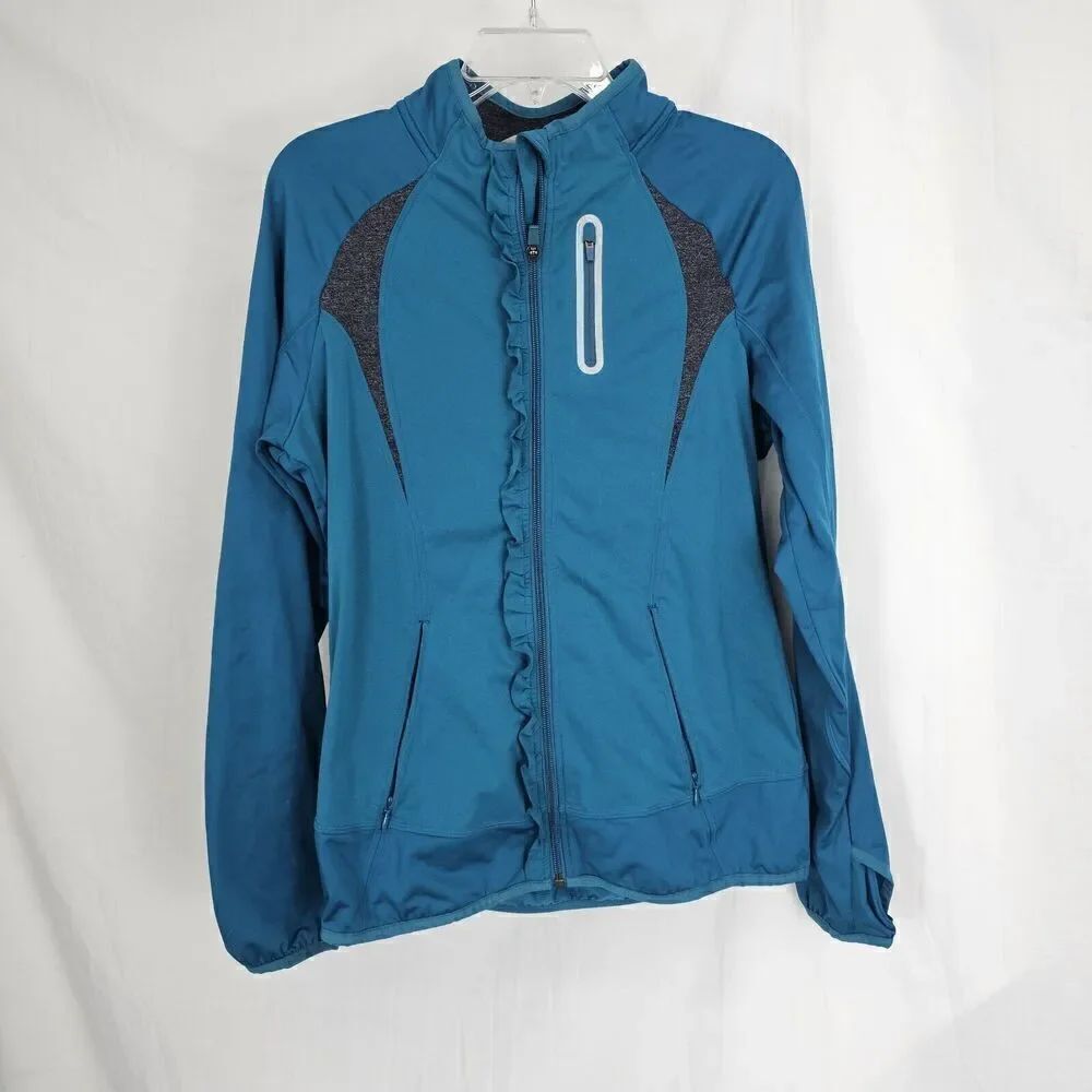 Athleta Jacket Womens Size M Green Prevail Running Athletic Full Zip Reflective